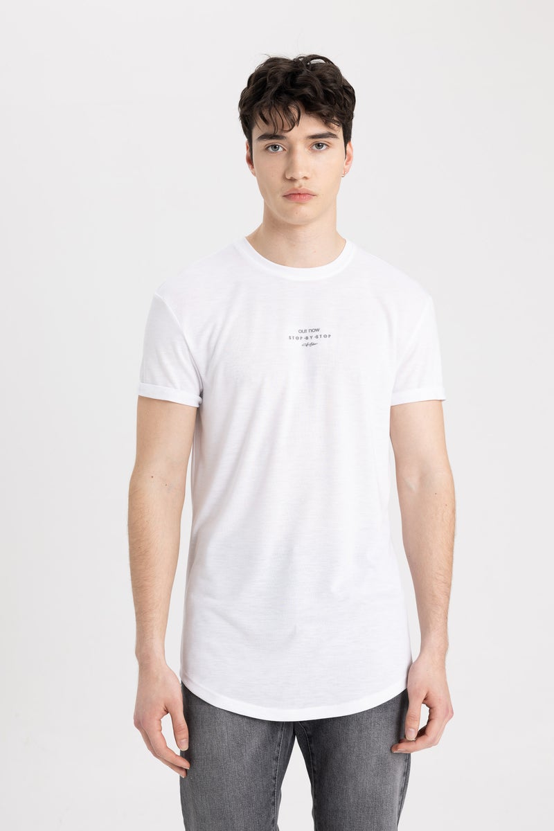 DeFacto Man Long Muscle Fit Crew Neck Printed Short Sleeve T-Shirt  - Image 1