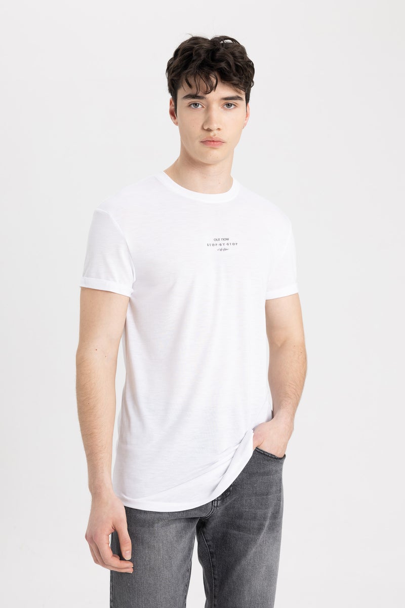 DeFacto Man Long Muscle Fit Crew Neck Printed Short Sleeve T-Shirt  - Image 2