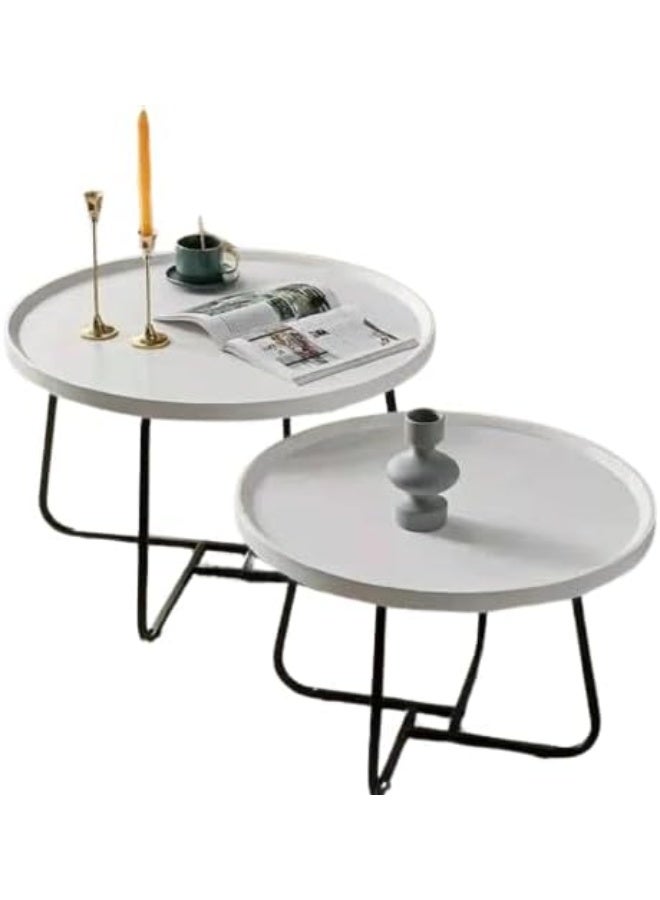 SUPAAR Wooden Living Room Nordic Modern Coffee Round Bed Sofa End Side Table Set For Home - Image 1