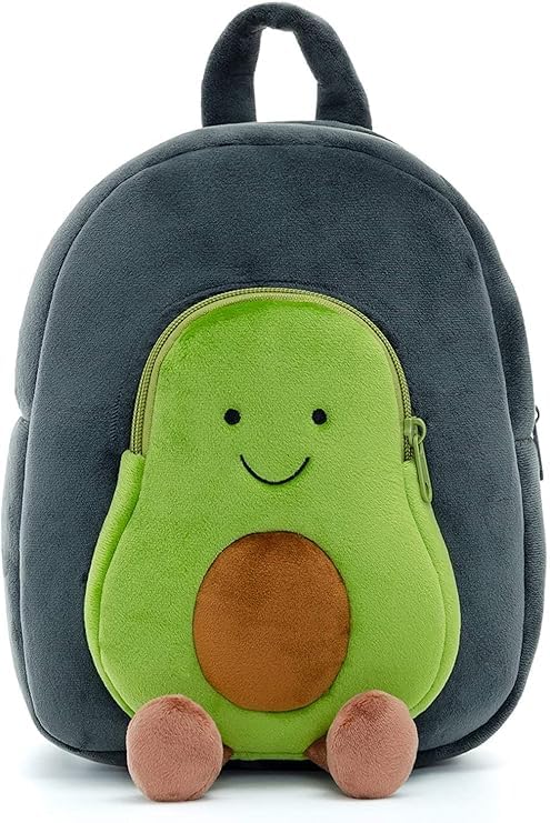 Storescent Kids Velvet School Bag Plush Backpack Baby Girl Preschool Bags Ideal for Baby Boy & Girl Picnic Bags (2-5 Years) (Green-Avacado) - Image 1