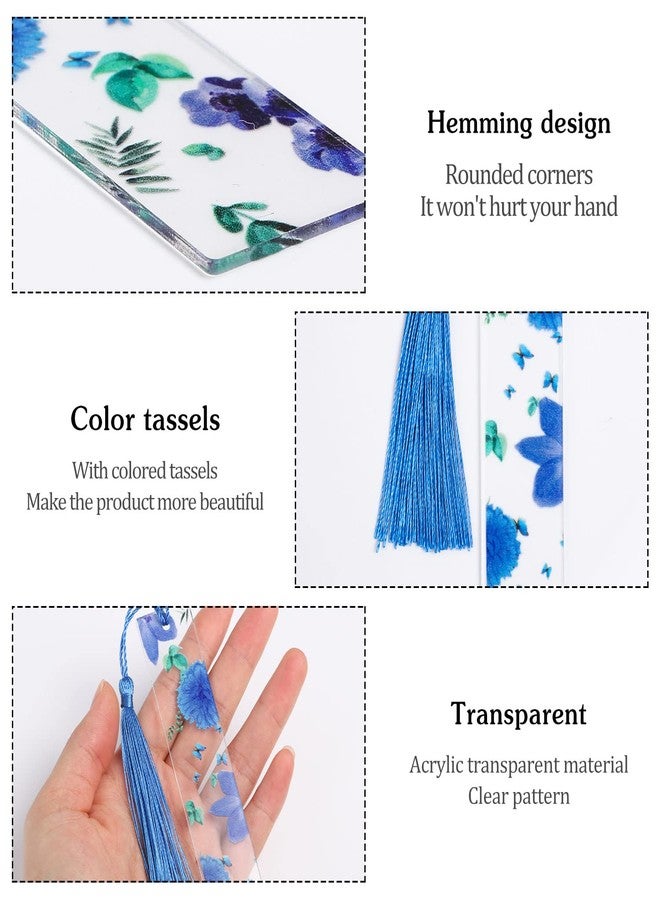 Prudiut 10Pcs Flower Resin Bookmark Transparent Floral Bookmarks for Women Cute Bookmarks Flower Page Marker with Tassels, Gifts for Book Lovers, Women, Kids - Image 3