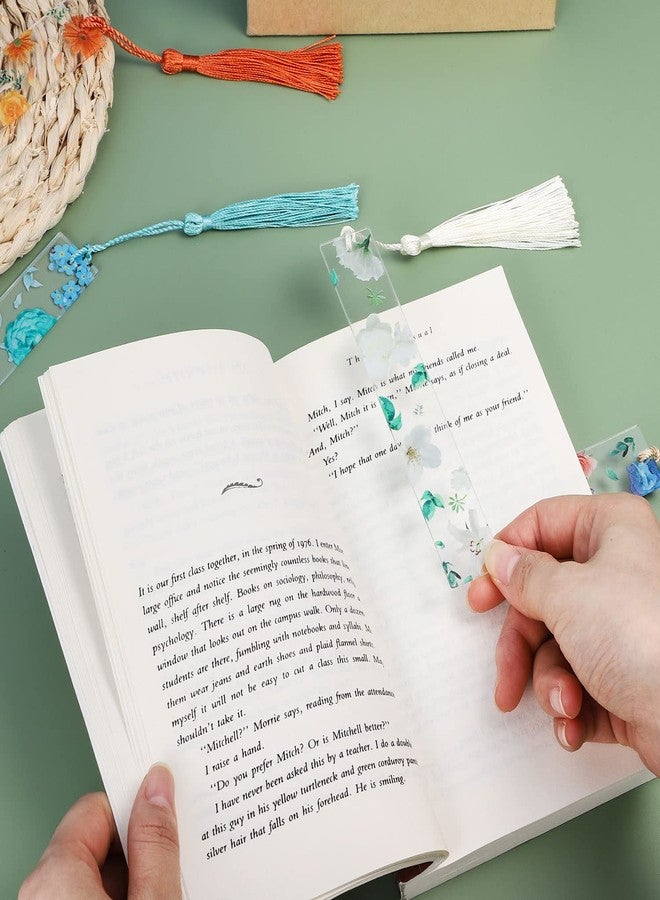 Prudiut 10Pcs Flower Resin Bookmark Transparent Floral Bookmarks for Women Cute Bookmarks Flower Page Marker with Tassels, Gifts for Book Lovers, Women, Kids - Image 5