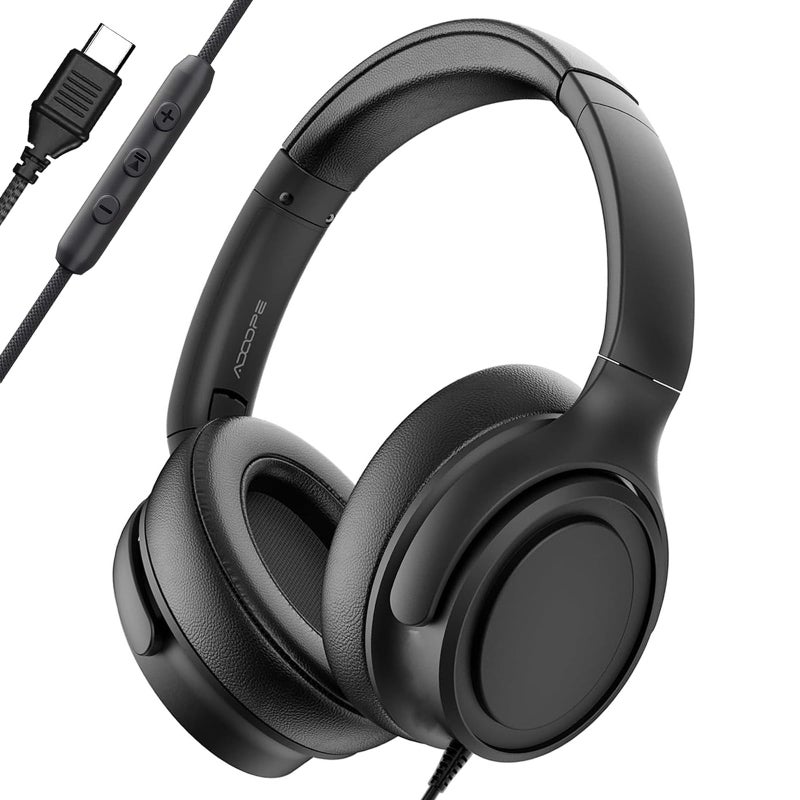 ADOOPE Wired OverEar Headphones with USB C Connector HiFi Stereo Sound NoiseIsolating Ear Cups Comfortable Fit for USB C Devices No Bag Black - Image 2