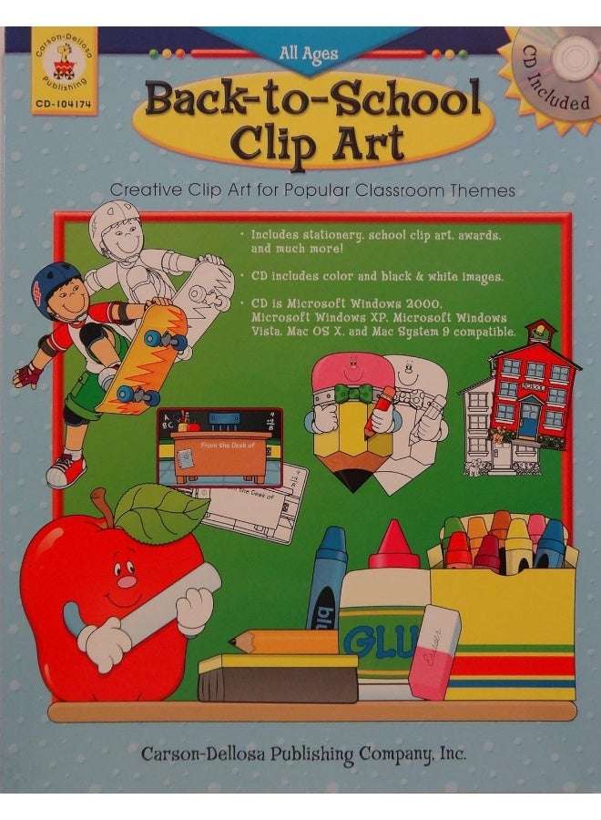 فن القصاصات للعودة إلى المدرسة (فن قصاصات إبداعي لمواضيع الفصول الدراسية الشائعة (يشمل قرص مضغوط)، CD104174)