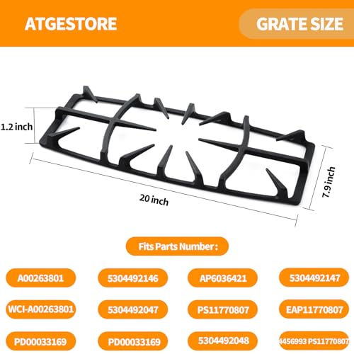 atgestore Upgraded A00263801 Grate Replacement for Kenmore Stove Parts Range Burner Grate, Frigidaire Gas Range Parts Cast Iron Center Grate Gas Cooktop Parts Stove Top Grate Cookware Accessories 1 Pack - Image 4