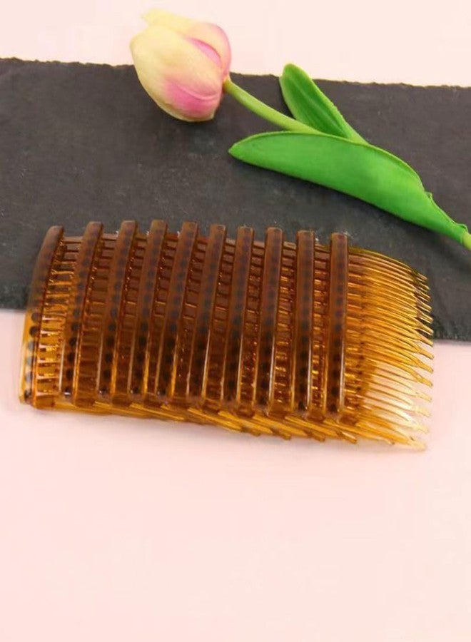 Quupy 10Pcs 7x4.5CM Hair Side Combs 14 Teeth Plastic French Twist Comb Vintage Fine Hair Clips Hair Styling Accessories for Women Girls Bridal Wedding(Coffee) - Image 5