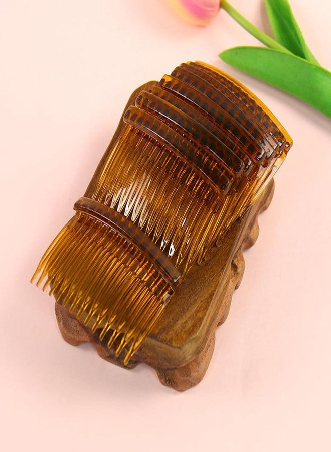 Quupy 10Pcs 7x4.5CM Hair Side Combs 14 Teeth Plastic French Twist Comb Vintage Fine Hair Clips Hair Styling Accessories for Women Girls Bridal Wedding(Coffee) - Image 3