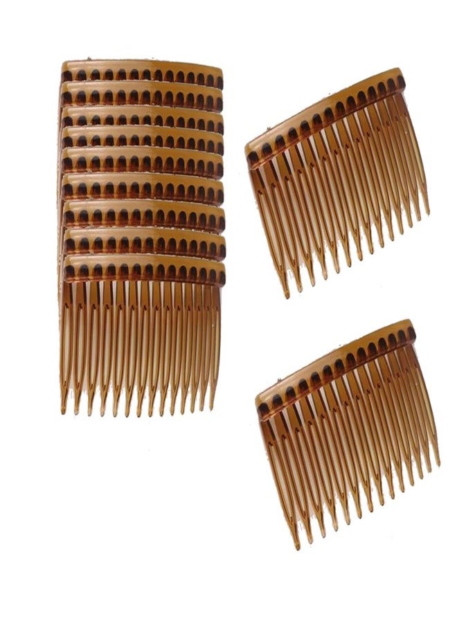Quupy 10Pcs 7x4.5CM Hair Side Combs 14 Teeth Plastic French Twist Comb Vintage Fine Hair Clips Hair Styling Accessories for Women Girls Bridal Wedding(Coffee) - Image 1