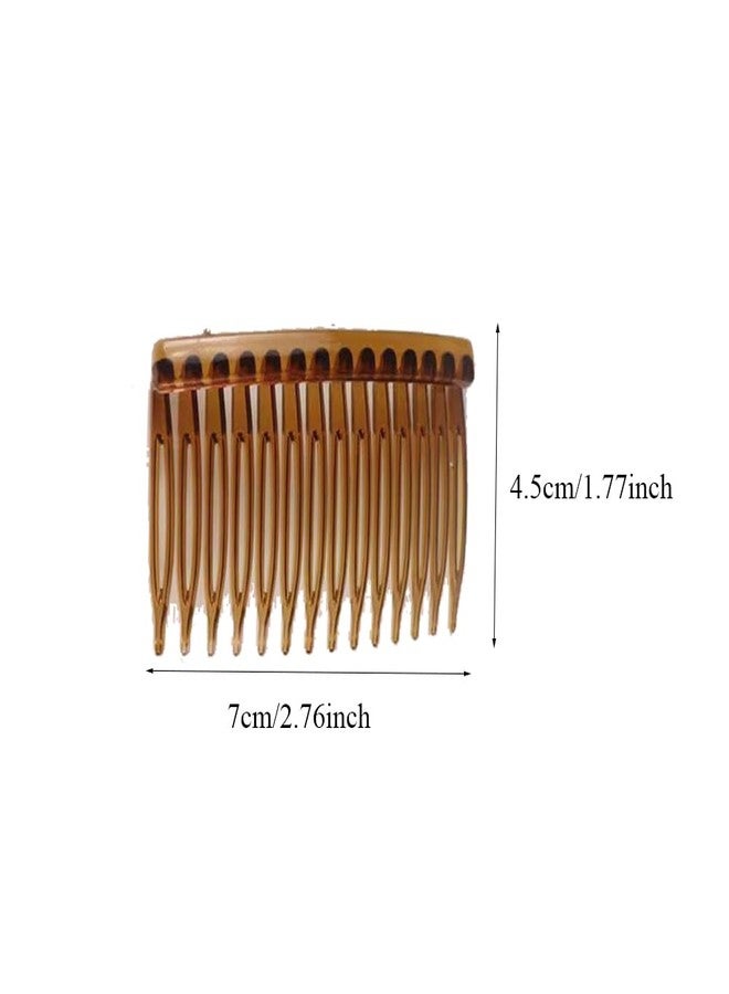 Quupy 10Pcs 7x4.5CM Hair Side Combs 14 Teeth Plastic French Twist Comb Vintage Fine Hair Clips Hair Styling Accessories for Women Girls Bridal Wedding(Coffee) - Image 2