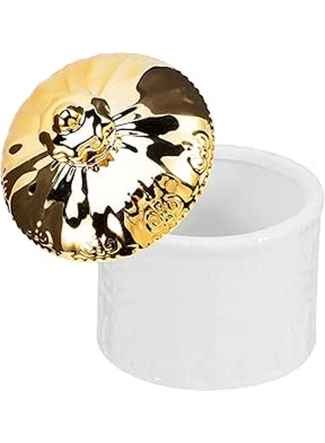 Gold And White Ceramic Jewelry Box Small Storage Case For Women - Image 1