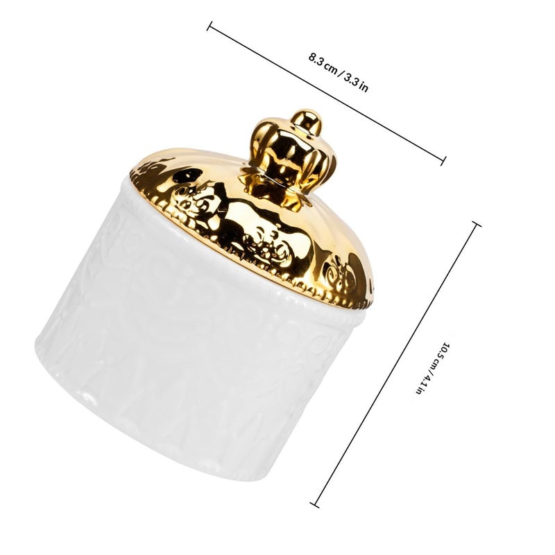Gold And White Ceramic Jewelry Box Small Storage Case For Women - Image 3