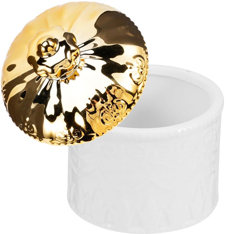 Gold And White Ceramic Jewelry Box Small Storage Case For Women - Image 2