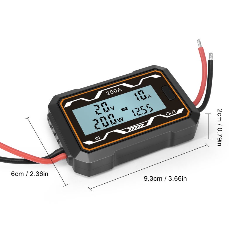 DC Power Meter: 200A High Accuracy - Backlit Large LCD Display Digital Power Analyzer for DIY DC Power Projects, Battery Powered Devices - Image 4