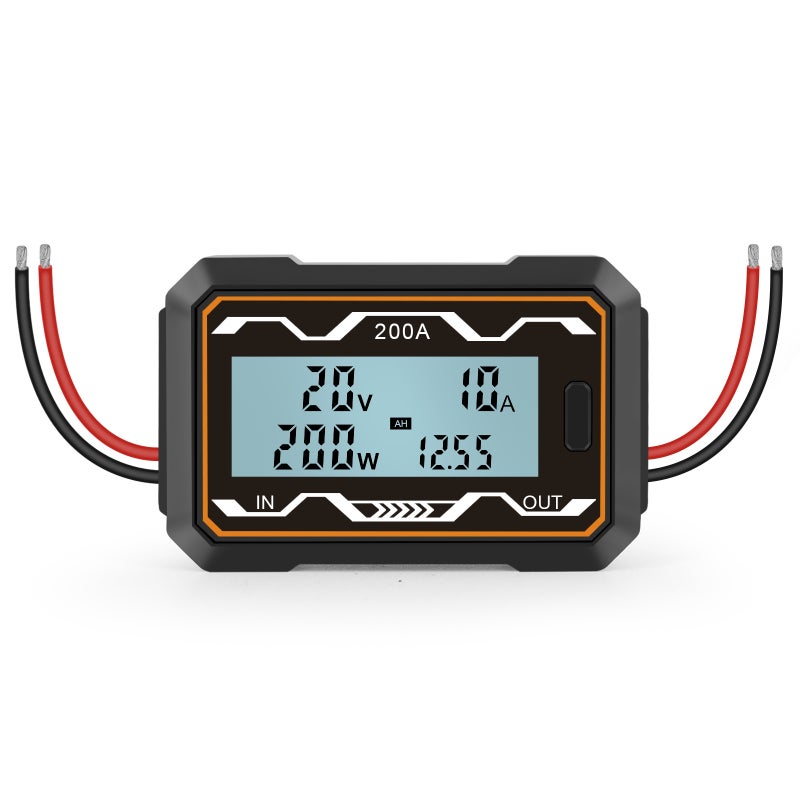 DC Power Meter: 200A High Accuracy - Backlit Large LCD Display Digital Power Analyzer for DIY DC Power Projects, Battery Powered Devices - Image 1