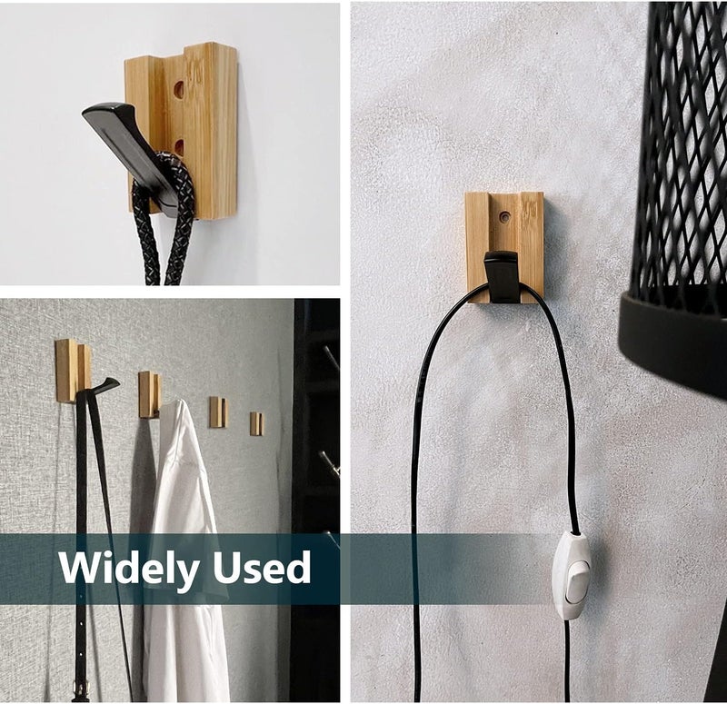 JSVER Wooden Wall Hooks 4PCS Wall Mounted Wall Hooks Single Organizer Hook Rack Folding Wood Wall Hangers Wall Coat Rack Hooks for Hanging Clothes Hats Bags Towels Keys - Image 4