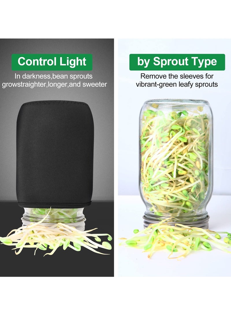 طقم برطمان للبراعم مزود بغطاء منخل من الفولاذ المقاوم للصدأ لبراعم البذور بسعة 1000 مل، وحامل وصينية وغطاء ظليل، طقم براعم البذور للبروكلي والبرسيم وبراعم الفاصوليا - Image 5