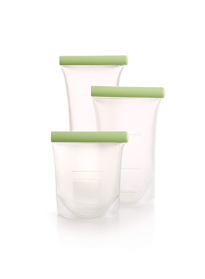Lekue Reusable Silicone Bags (Set of 3) - Airtight Food Storage - Includes 16 oz, 34 oz, 50 oz Sizes - 100% Platinum Silicone for Leak-Proof Food Preservation - Microwave & Dishwasher Safe - Image 1