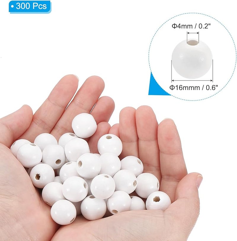 باتيكيل 16 مم خرز خشب طبيعي 300 قطعة خرز فاصل مستدير فضفاض للحرف اليدوية وصنع المجوهرات - Image 3