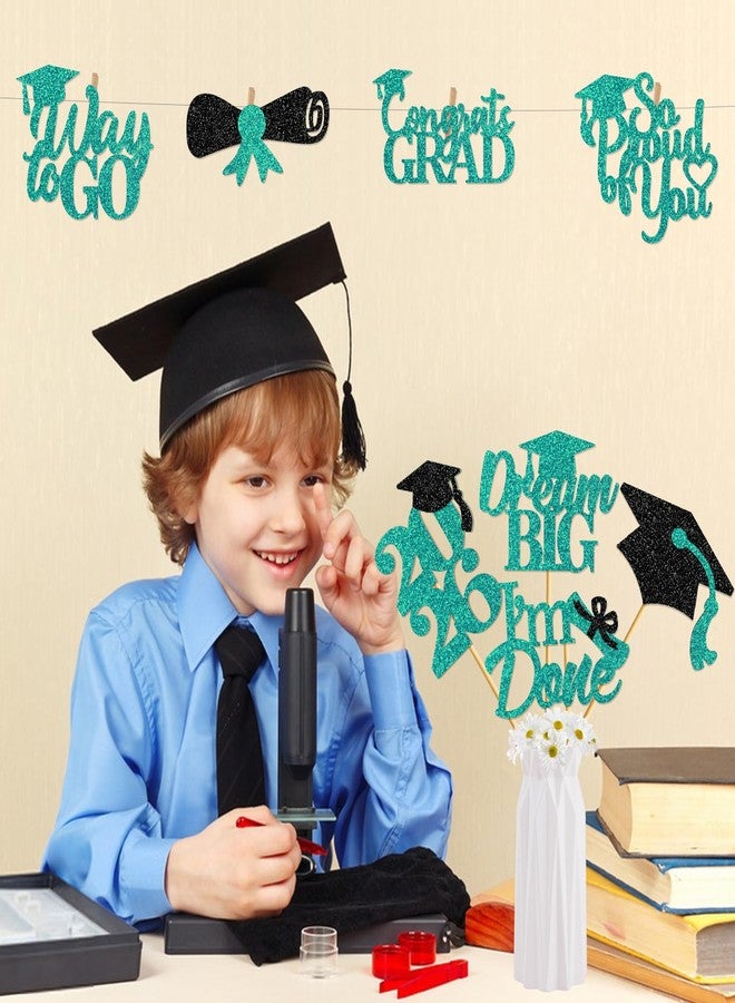 MZ.ogm 24Pcs Graduation Centerpieces for Tables: 2026 Graduation Centerpiece Sticks Class of 2026 Sticks for Grad Table Decorations Conngrats Decorations Teal - Image 3
