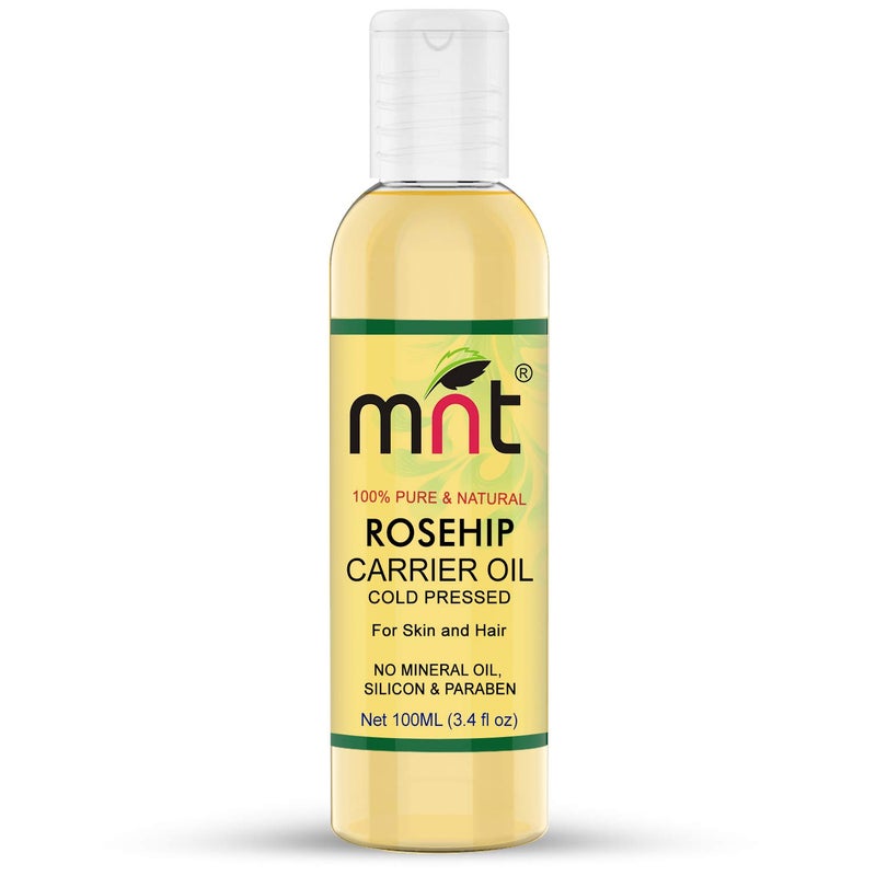 MNT Rosehip Cold Pressed Carrier Oil (100ml) - Pure Natural & Therapeutic Grade Oil For Aromatherapy Body Massage, Skin Care & Hair Care