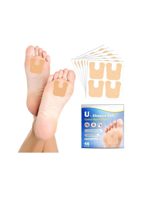 U Shaped Felt Callus Horseshoe Pads, Protect Calluses from Rubbing on Shoes, U Shaped Felt Callus Pads Metatarsal Pads Forefoot Foot Pads, Foot Cushion Keep Calluses from Rubbing