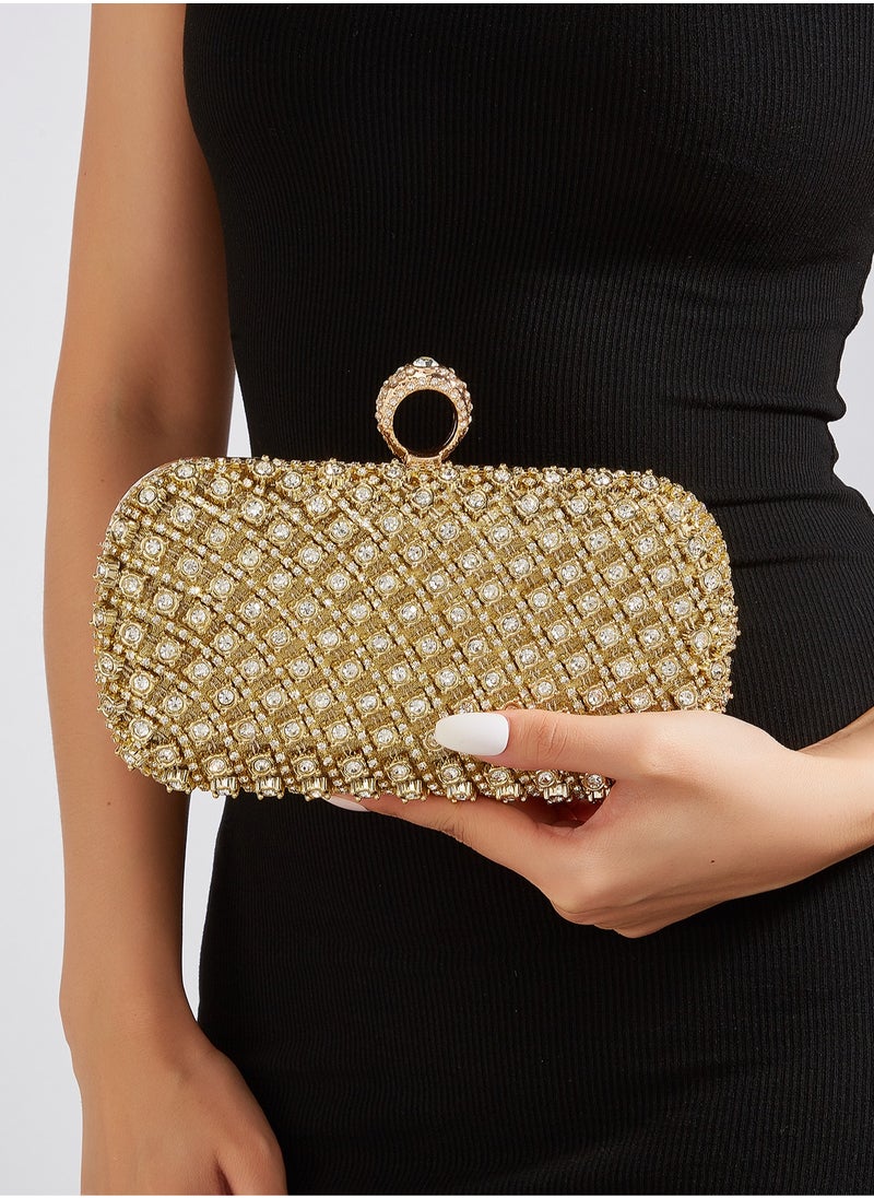 Generic - Glitter Bling Glamorous,Elegant,Exquisite,Quiet Luxury Fashionable Evening Bag With Rhinestone Decoration Dinner Bag,Elegant Rhinestone Rhinestone,Crystal Decor,Faux Pearl For Party Girl,Woman,For Lady,Bride Perfect for Party,Wedding,Prom,Dinner/Banquet Best gift for women - Image 1