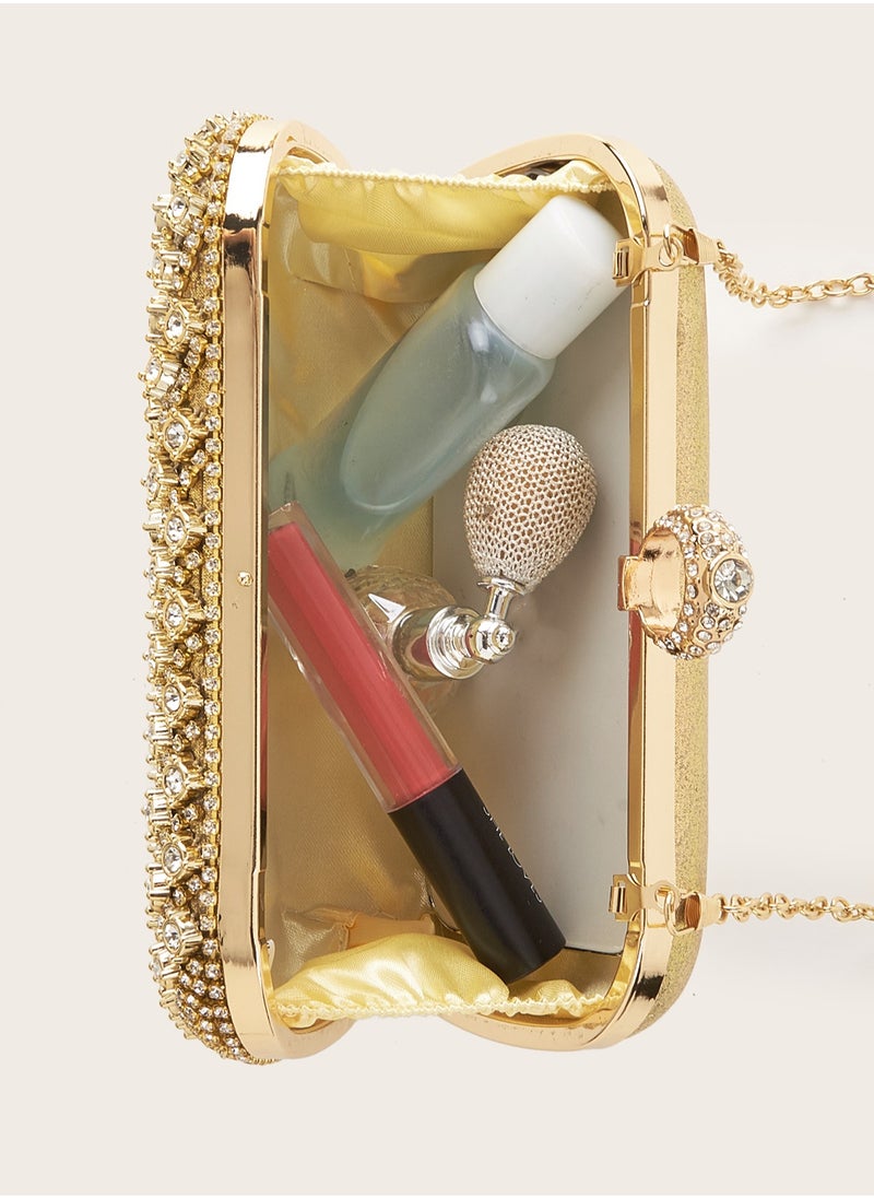 Generic - Glitter Bling Glamorous,Elegant,Exquisite,Quiet Luxury Fashionable Evening Bag With Rhinestone Decoration Dinner Bag,Elegant Rhinestone Rhinestone,Crystal Decor,Faux Pearl For Party Girl,Woman,For Lady,Bride Perfect for Party,Wedding,Prom,Dinner/Banquet Best gift for women - Image 1