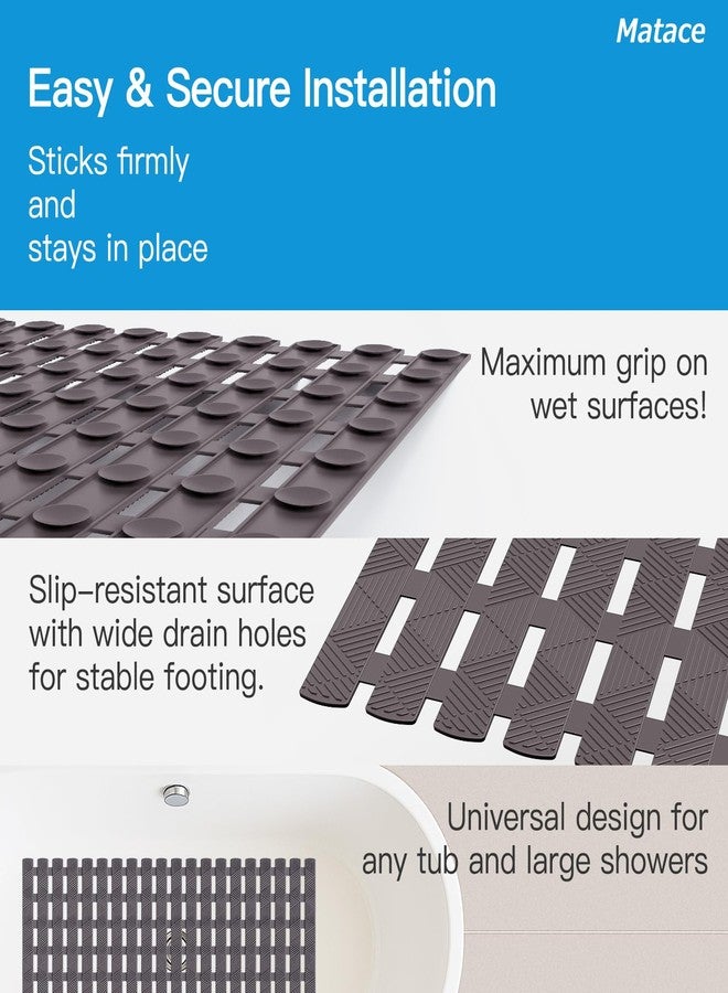 Matace Bathtub Mat Non Slip - for Inside Bath Tub & Shower, Small 27x16 Inch, 180 Strong Suction Cups, Soft Textured Surface, Fast Drain & Quick Dry, Bathroom Safety Mat, Dark Gray, Matace - Image 4