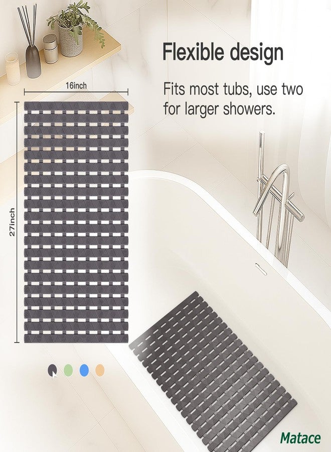 Matace Bathtub Mat Non Slip - for Inside Bath Tub & Shower, Small 27x16 Inch, 180 Strong Suction Cups, Soft Textured Surface, Fast Drain & Quick Dry, Bathroom Safety Mat, Dark Gray, Matace - Image 2