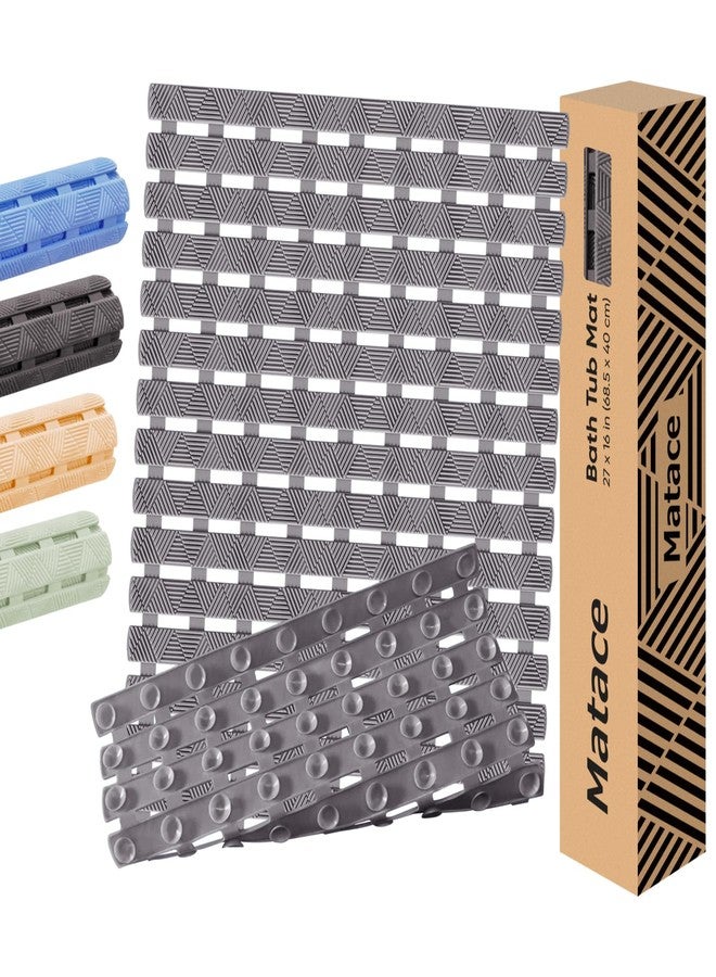 Matace Bathtub Mat Non Slip - for Inside Bath Tub & Shower, Small 27x16 Inch, 180 Strong Suction Cups, Soft Textured Surface, Fast Drain & Quick Dry, Bathroom Safety Mat, Dark Gray, Matace - Image 1