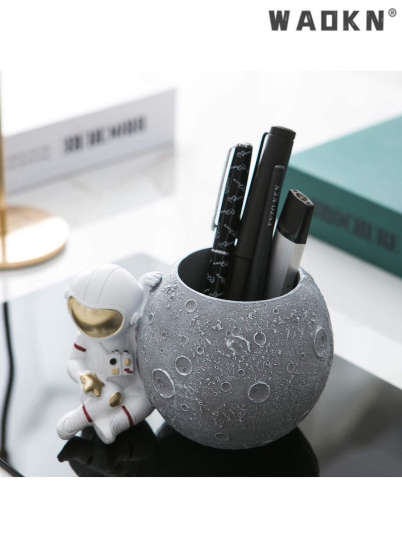 WAOKN Astronaut Pen Holder Desk Decor, Durable Resin Desk Organizer, Makeup Brush Holder Statues Sculpture Figurine Ornament, Decorative Accessories for Office, Classroom, Home (gray) - Image 5