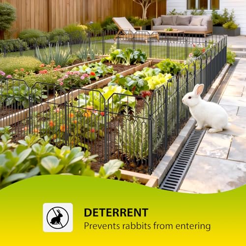 VANCASTLE Decorative Garden Fence, Toatal 10FT(L) x 21IN(H) Outdoor Metal No Dig Fence Animal Barrier, Rustproof No-Tool Assembly Landscape Edging for Yard, Lawn, Patio, Flower Bed-10 Panels Design I - Image 5