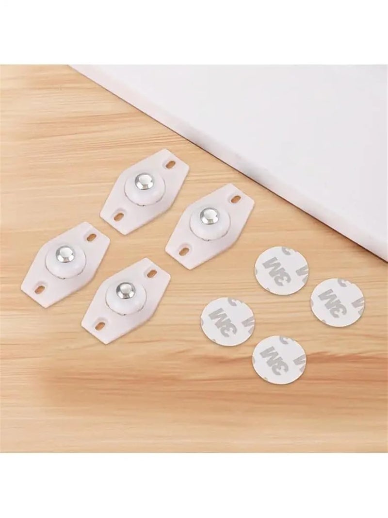 Black Universal 4Pcs Adhesive Ball Pulley Wheels For Garbage Can Mobile Base - Image 5