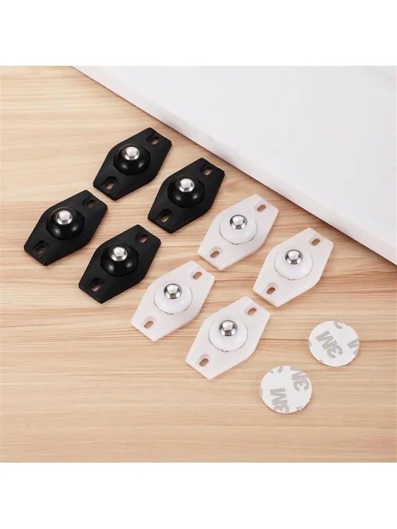 Black Universal 4Pcs Adhesive Ball Pulley Wheels For Garbage Can Mobile Base - Image 3