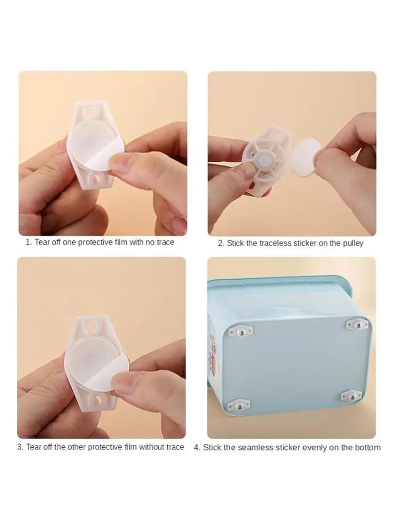 Black Universal 4Pcs Adhesive Ball Pulley Wheels For Garbage Can Mobile Base - Image 4