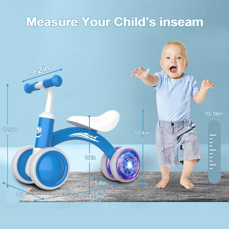 Gamfeiny Colorful Lighting Baby Balance Bike Toys for 1 Year Old Boy Girl Gifts, 10-36 Month Toddler Balance Bike, No Pedal 4 Silence Wheels & Soft Seat First Riding on Toys, 1st Birthday Gifts - Image 2