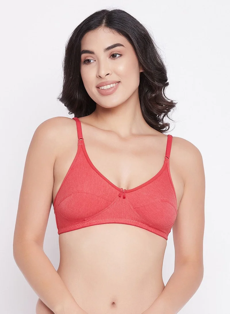 كلوفيا Clovia Non-Padded Non-Wired Full Cup Everyday Bra In Coral Red - Cotton