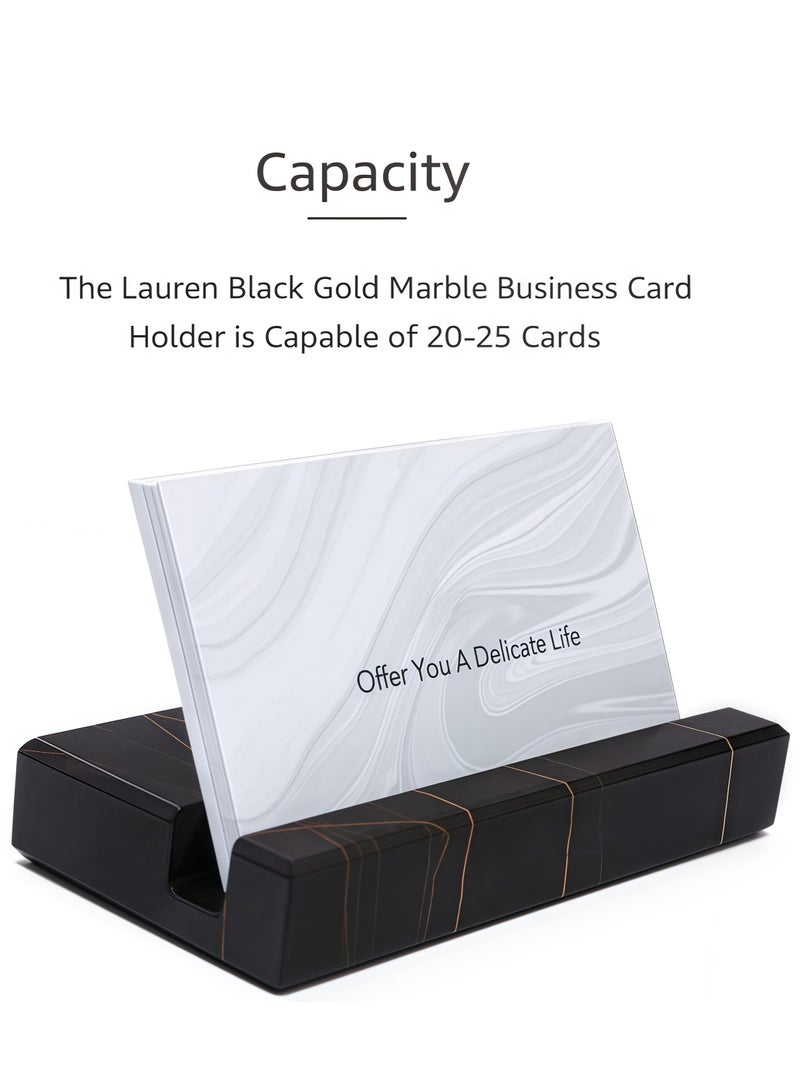 Desk business card holder, business card box, elegant business card display stand, made of white marble, office desk organizer that can hold 25 business cards, unisex office desk accessories - Image 3