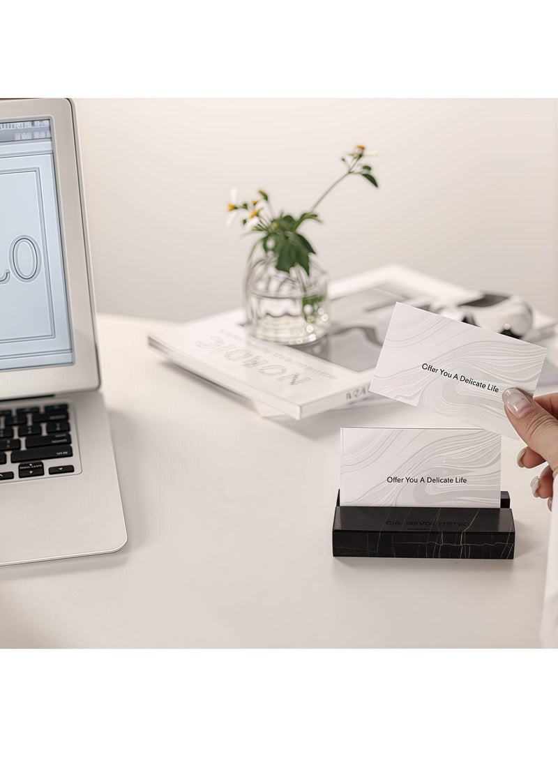 Desk business card holder, business card box, elegant business card display stand, made of white marble, office desk organizer that can hold 25 business cards, unisex office desk accessories - Image 5