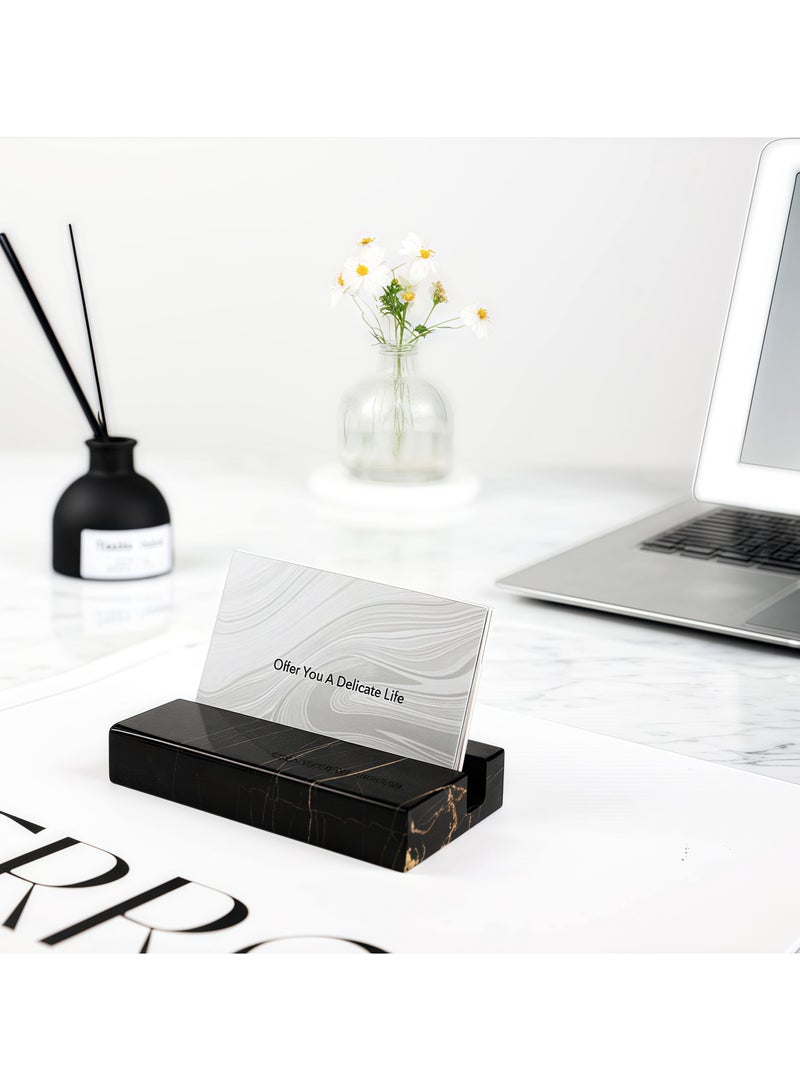 حامل بطاقات عمل للمكتب، صندوق بطاقات عمل، حامل عرض أنيق لبطاقات العمل، مصنوع من الرخام الأبيض، منظم مكتب يمكنه حمل 25 بطاقة عمل، ملحقات مكتب للجنسين - Image 5