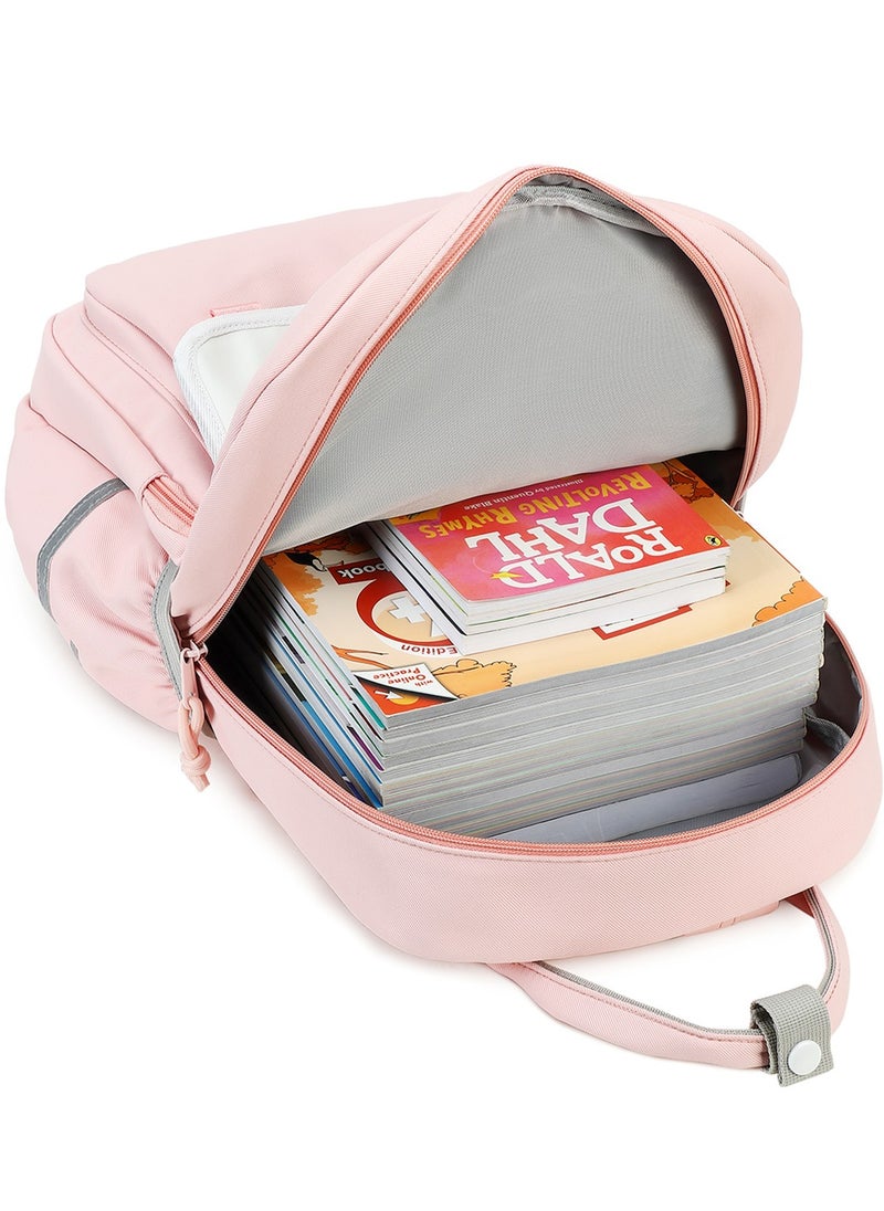 Generic - 222 Lightweight Laptop School Travel Multi-pocket Multi-Compartment Large Capacity Women's Water-resistant Collage Daily Use Backpack Bag - Pink - Image 1