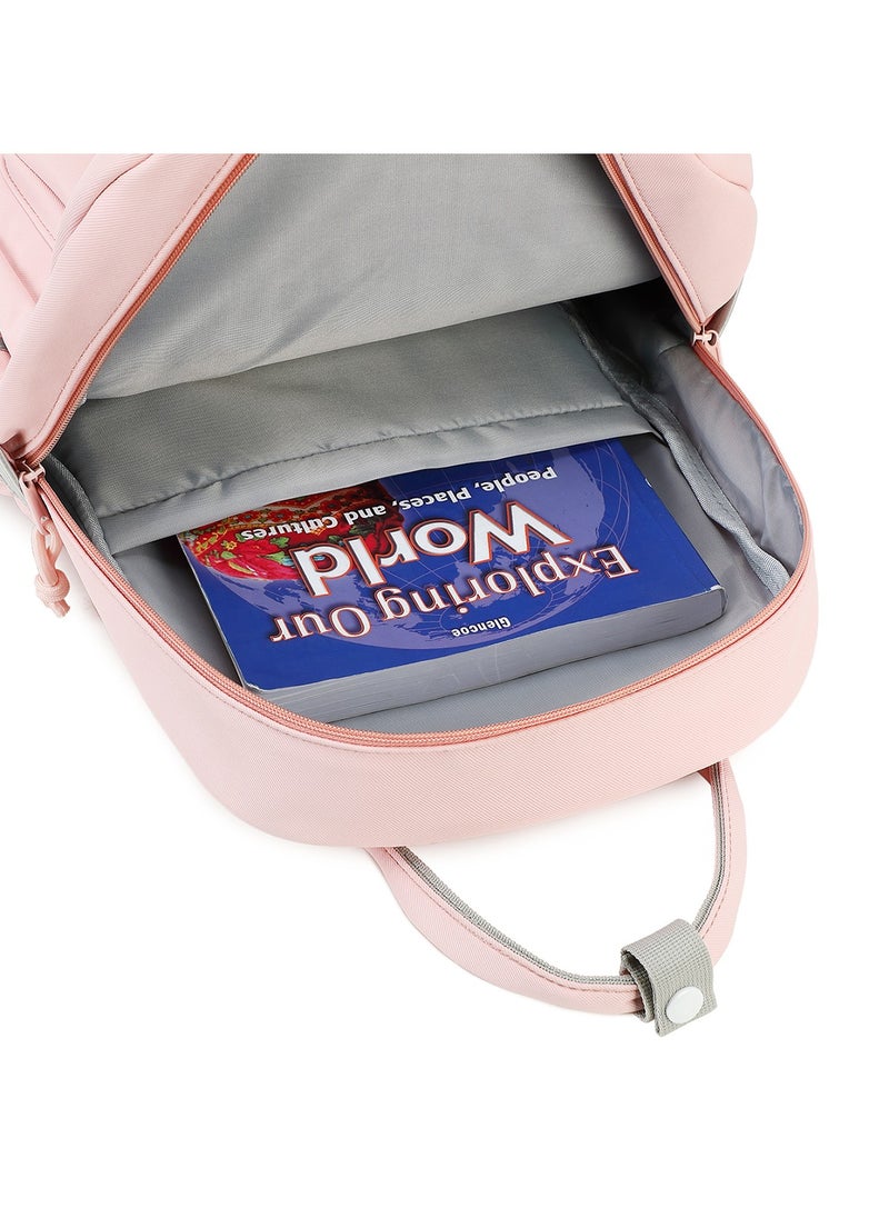 Generic - 222 Lightweight Laptop School Travel Multi-pocket Multi-Compartment Large Capacity Women's Water-resistant Collage Daily Use Backpack Bag - Pink - Image 1