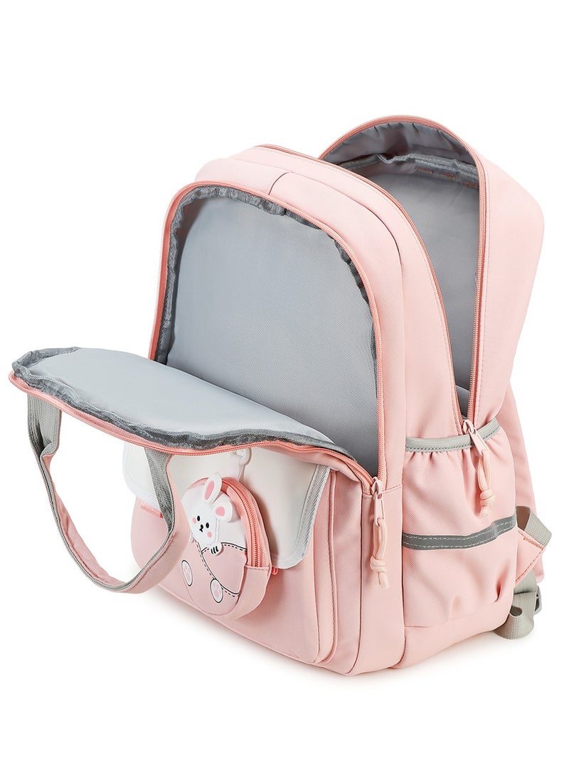 Generic - 222 Lightweight Laptop School Travel Multi-pocket Multi-Compartment Large Capacity Women's Water-resistant Collage Daily Use Backpack Bag - Pink - Image 1