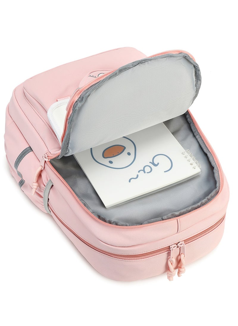 Generic - 222 Lightweight Laptop School Travel Multi-pocket Multi-Compartment Large Capacity Women's Water-resistant Collage Daily Use Backpack Bag - Pink - Image 1
