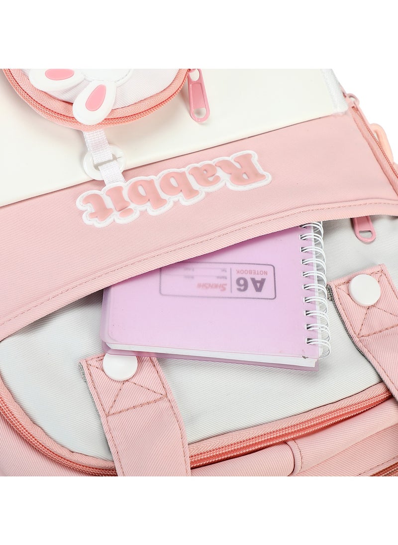 Generic - 222 Lightweight Laptop School Travel Multi-pocket Multi-Compartment Large Capacity Women's Water-resistant Collage Daily Use Backpack Bag - Pink - Image 1