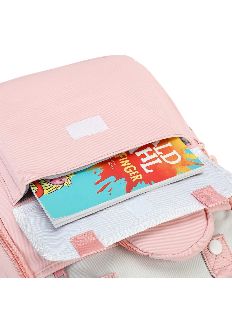 Generic - 222 Lightweight Laptop School Travel Multi-pocket Multi-Compartment Large Capacity Women's Water-resistant Collage Daily Use Backpack Bag - Pink - Image 1
