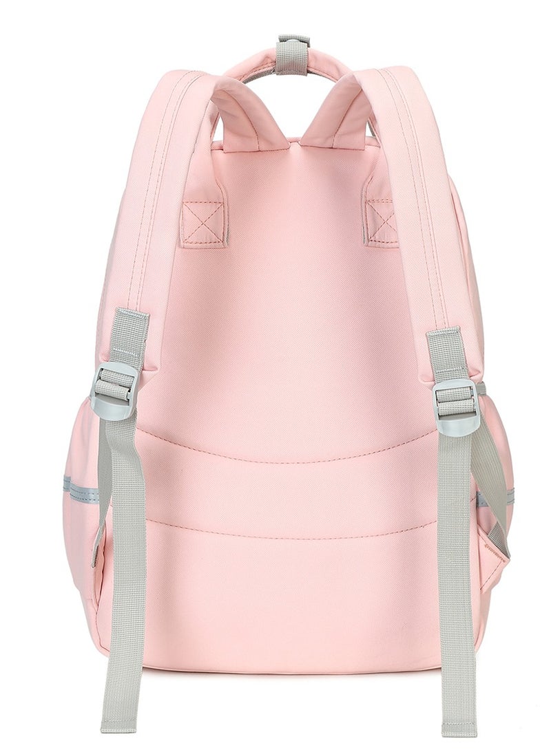 Generic - 222 Lightweight Laptop School Travel Multi-pocket Multi-Compartment Large Capacity Women's Water-resistant Collage Daily Use Backpack Bag - Pink - Image 1
