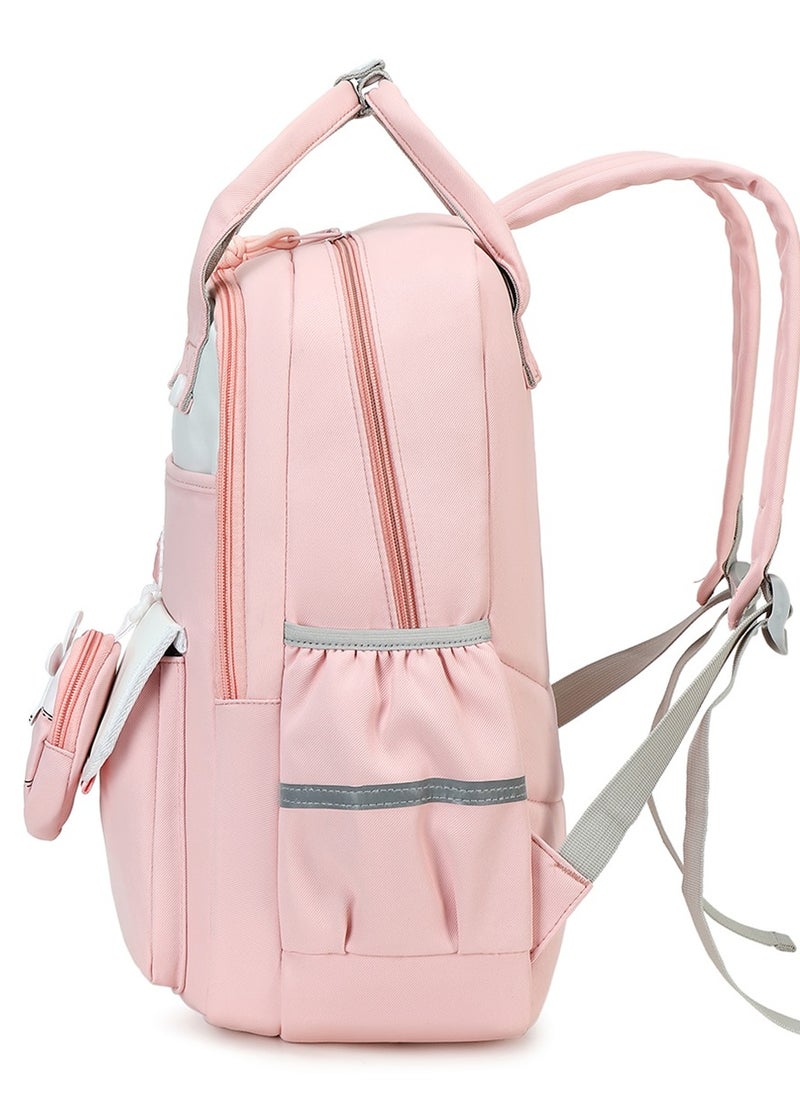 Generic - 222 Lightweight Laptop School Travel Multi-pocket Multi-Compartment Large Capacity Women's Water-resistant Collage Daily Use Backpack Bag - Pink - Image 1