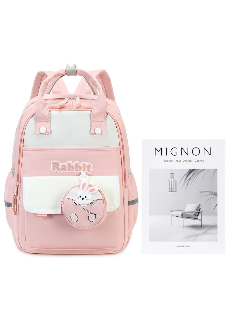 Generic - 222 Lightweight Laptop School Travel Multi-pocket Multi-Compartment Large Capacity Women's Water-resistant Collage Daily Use Backpack Bag - Pink - Image 1