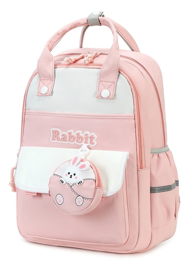 Generic - 222 Lightweight Laptop School Travel Multi-pocket Multi-Compartment Large Capacity Women's Water-resistant Collage Daily Use Backpack Bag - Pink - Image 1